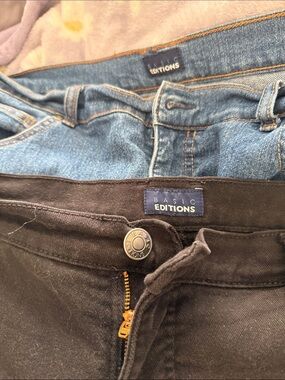 Basic Editions Women’s Slim Jeans in Black and Blue Denim 2 for 10.00